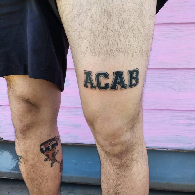A.C.A.B. tatovering på benet
