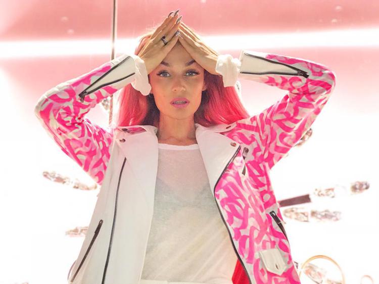 Alena Vodonaeva in pink