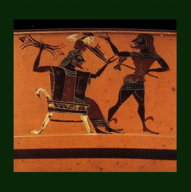 Vase ancien. Naissance d'Athéna de la tête de Zeus width=670