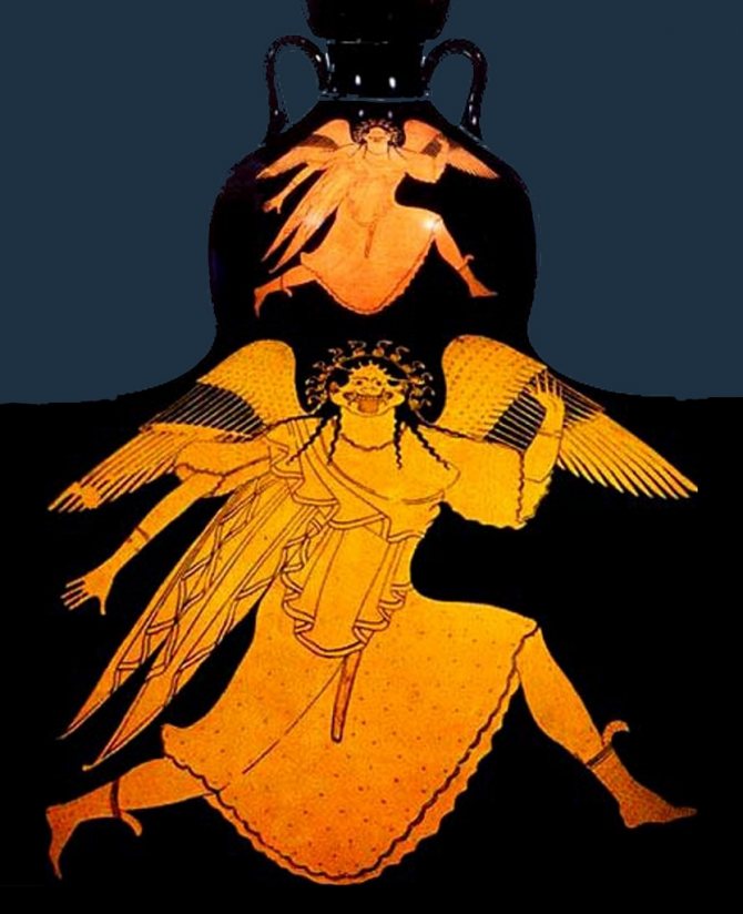 Un vase antique. Gorgone Médusa s'échappant width=670