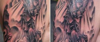 L'Archange Michel sur l'épaule d'un homme