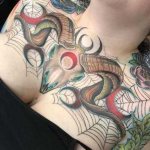 ram skull tattoo on the chest