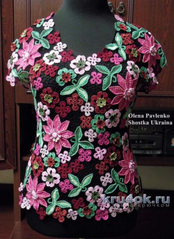 Irská krajková technika Květinová halenka Placer