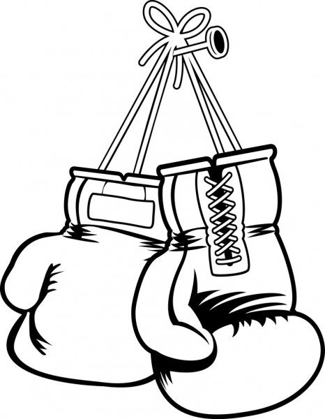 Gants de boxe, dessins au crayon pour enfants noir et blanc, couleur