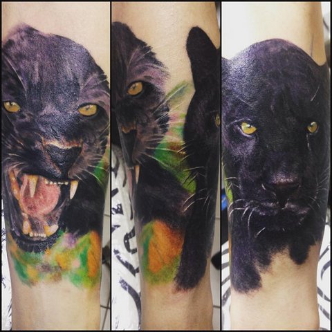 Tatuaje de pantera grande en el brazo