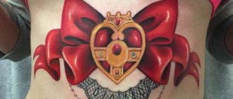 大きな赤いリボンとネックレス