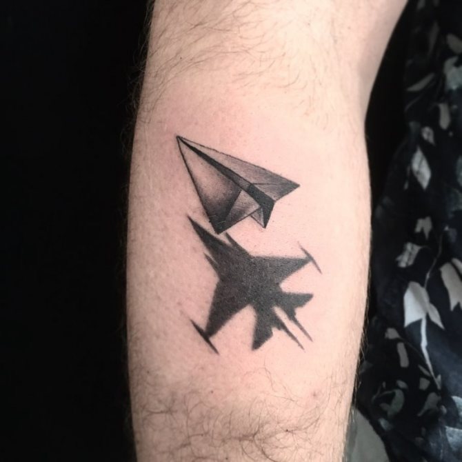 paper airplane tattoo
