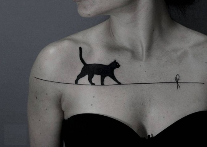tatouage de chat noir