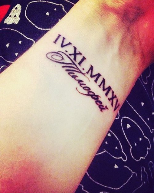 Tatouage de la date sur le poignet