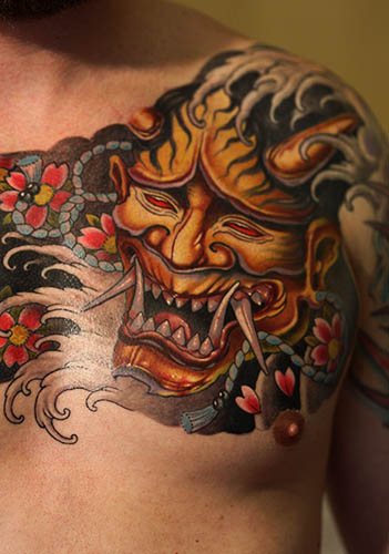Un tatouage de Demon Oni. Signification, sur le bras, le dos, l'épaule, l'avant-bras
