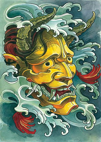 Татуировка на демон Они. Значение, на ръката, гърба, рамото, предмишницата