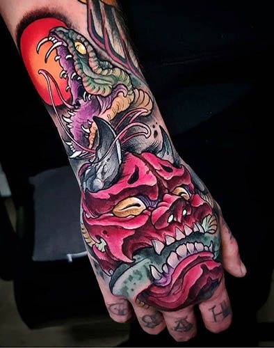Un tatouage de Demon Oni. Signification, sur le bras, le dos, l'épaule, l'avant-bras