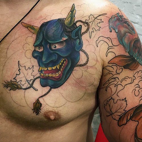Un tatouage de Demon Oni. Signification, sur le bras, le dos, l'épaule, l'avant-bras
