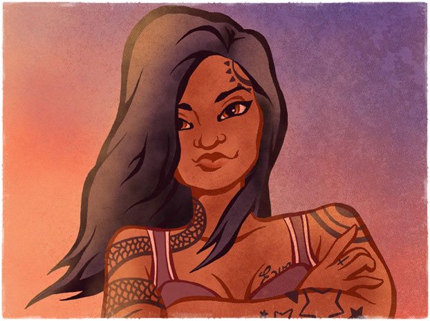 Une fille avec un tatouage