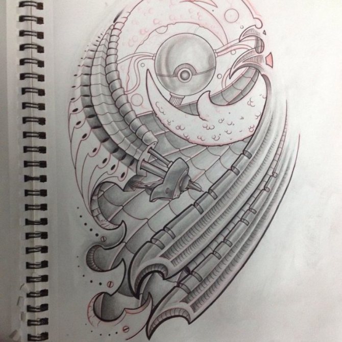 Biomechanický náčrtek tetování