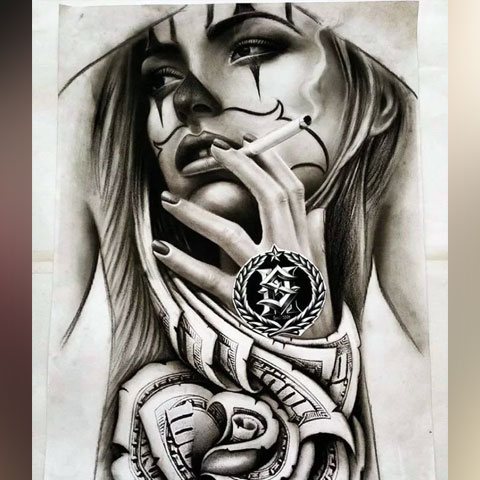 Σκίτσο για τατουάζ πλάτης Chicano