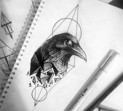 Σκίτσο για γεωμετρία τατουάζ