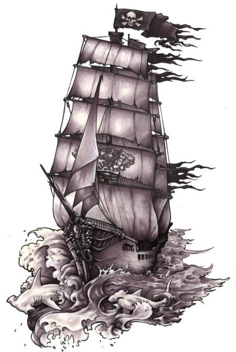 Boceto para el barco de los tatuajes