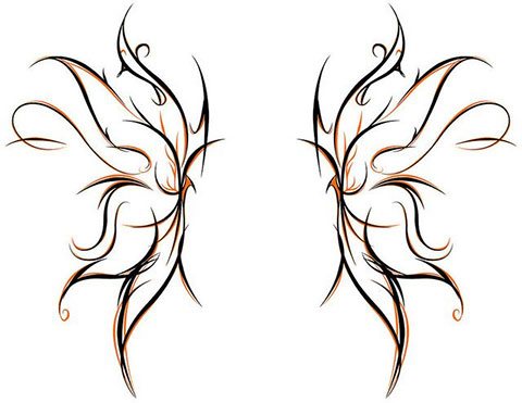 Boceto para un tatuaje de alas en la espalda para chicas