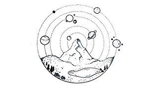 Skizze für Tattoo mit Planeten