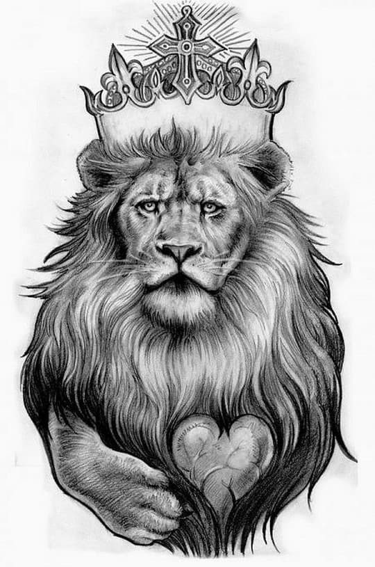 Esquisse d'un tatouage de lion majestueux