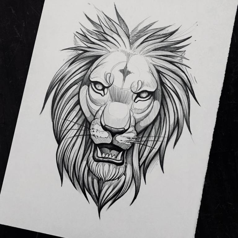 Esquisse de tatouage de lion