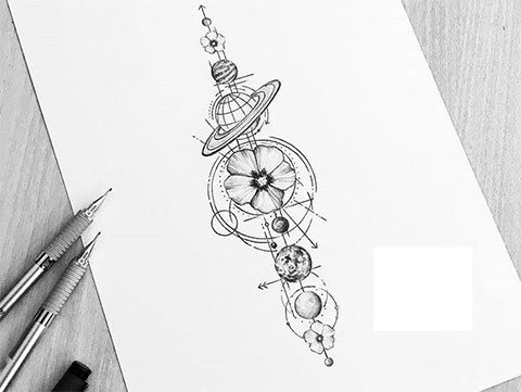 Skizze Planet Parade Tattoo