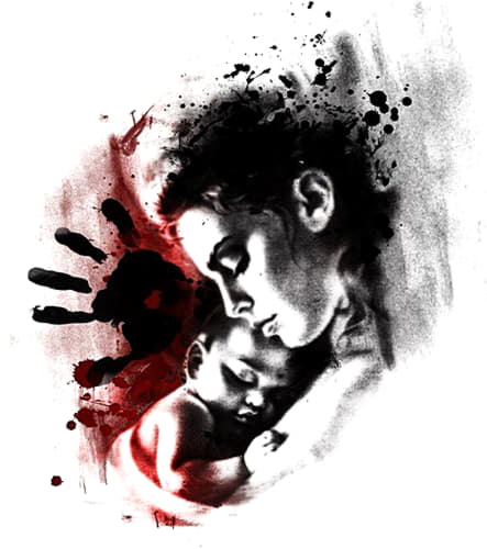 Esquisse de tatouage poétique de la mère et de l'enfant Trash