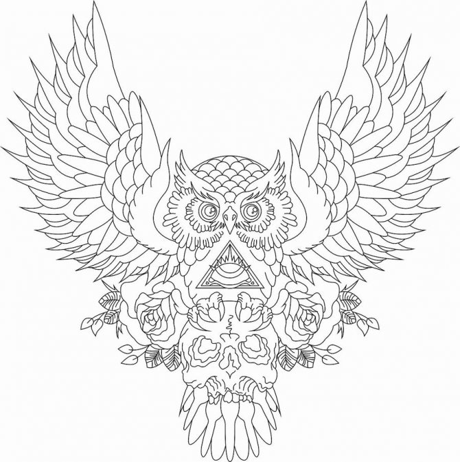 σκίτσο τατουάζ κουκουβάγιας