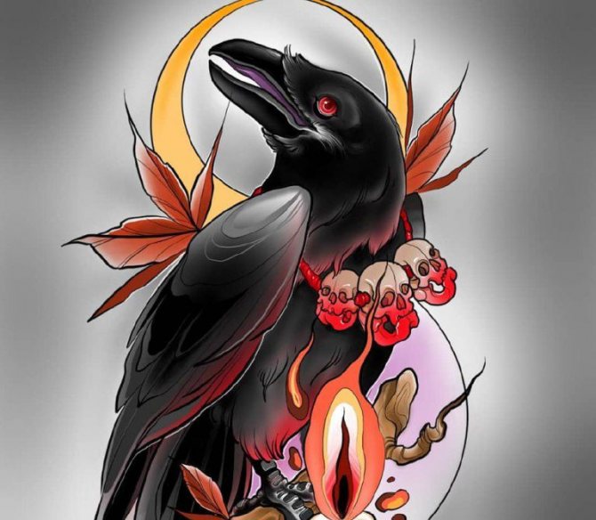 カラスのタトゥーのスケッチ