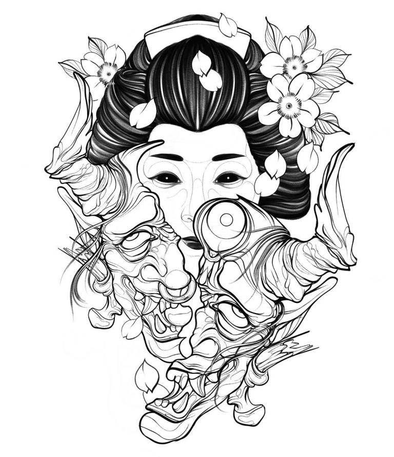 Esquisse d'un tatouage japonais