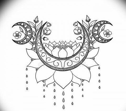 Sketches for tatoo in the form of the moon, month