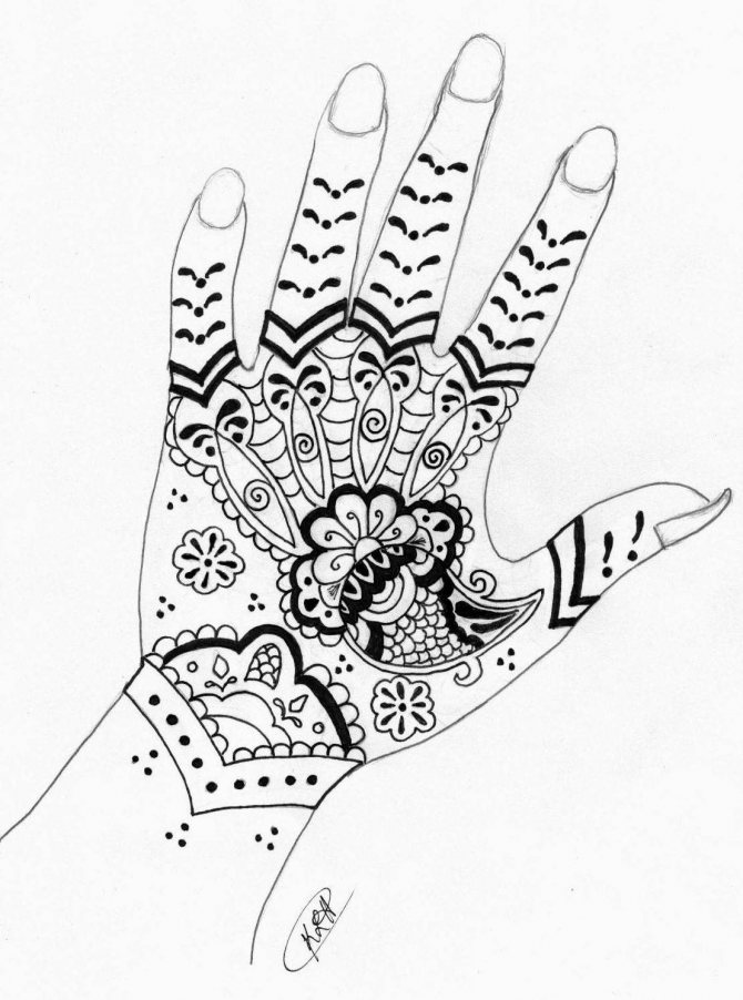 Croquis de mehendi sur les mains pour les débutants