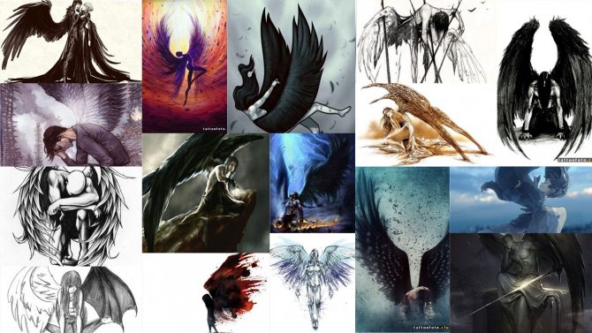 Náčrtky tetování padlého anděla