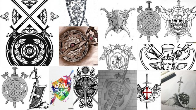 diseños de tatuajes de escudos y espadas