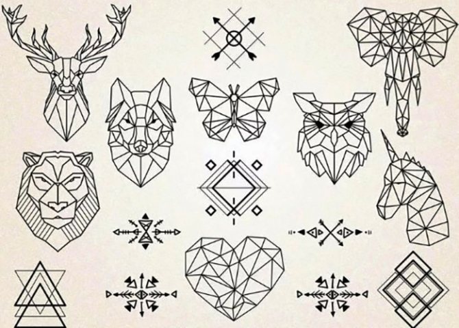 Sketches of tattoos for girls on the arm. Small inscriptions, flowers, geometry, bracelet