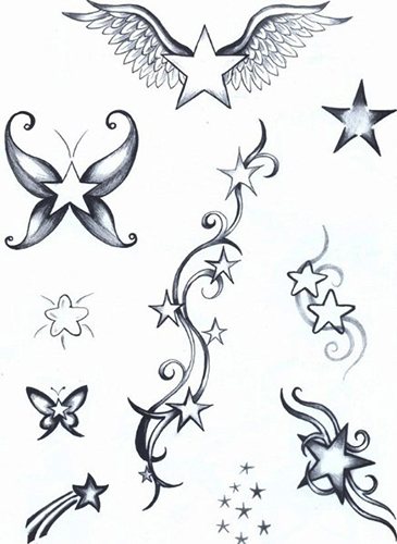 Sketches of tattoos for girls on the arm. Small inscriptions, flowers, geometry, bracelet