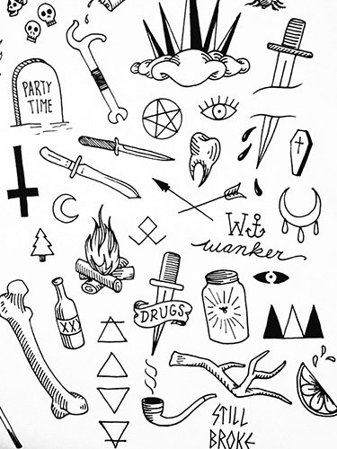 Motifs de tatouage sur fond blanc pour hommes et femmes