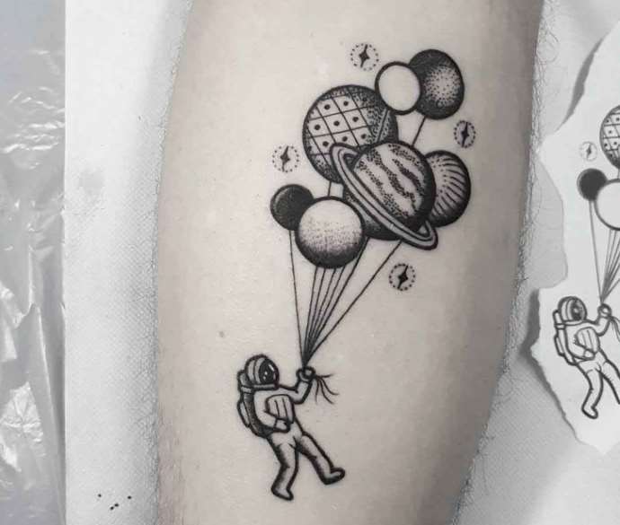 interesting image of planets and astronauts