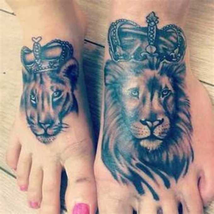 Interesting tattoo designs of a lion and a lioness