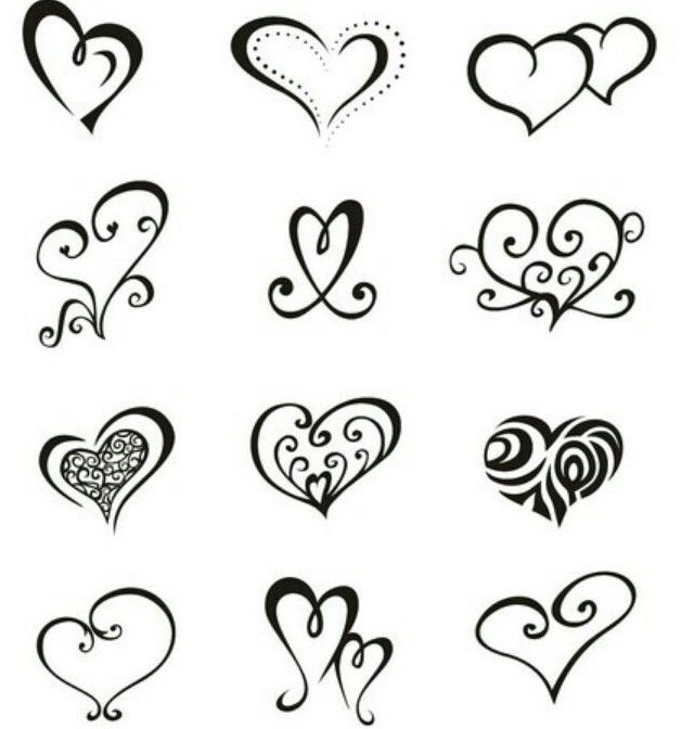Elegant Sketches for Hearts Tattoo