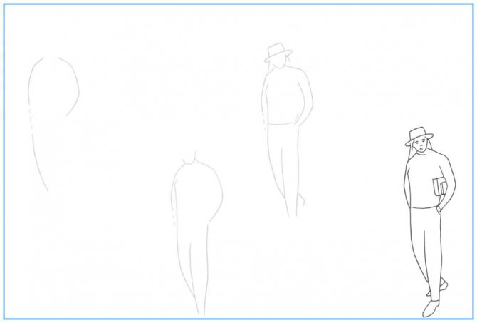 Kuidas joonistada pliiatsiga külili riietatud meest?