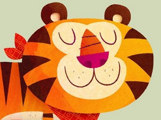 Comment dessiner un tigre satisfait et souriant.