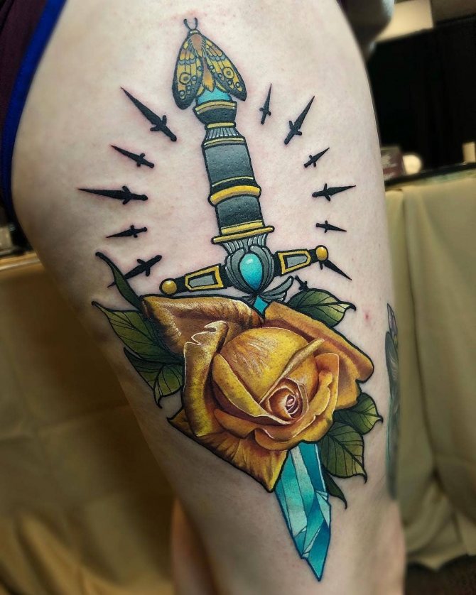 Dagger Butterfly and Yellow Rose