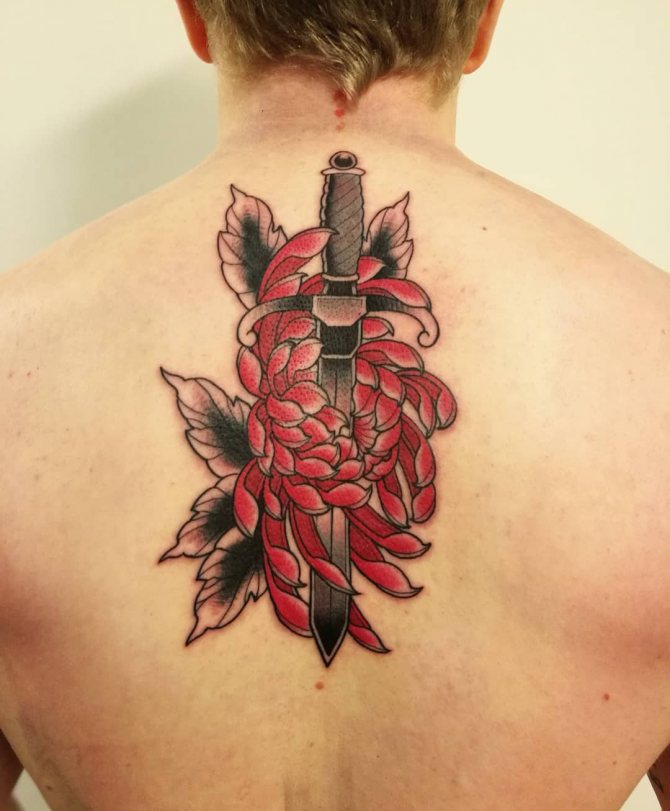 Dagger with Big Red Flower