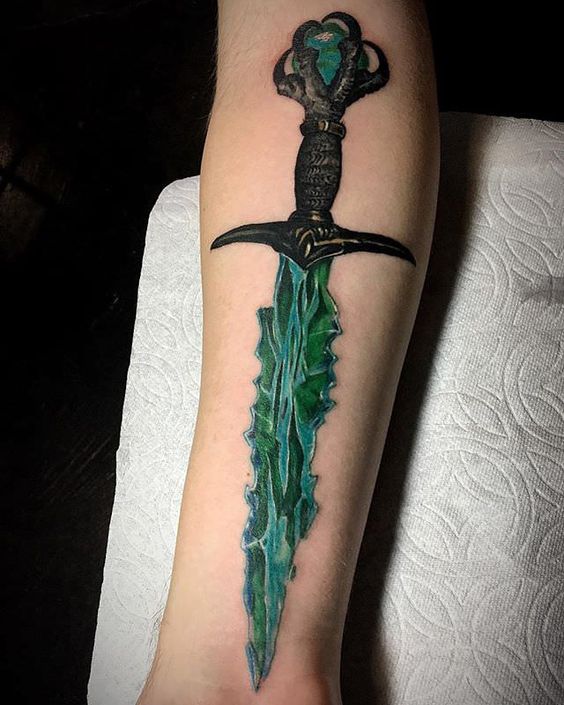 The dagger of their pointed crystal