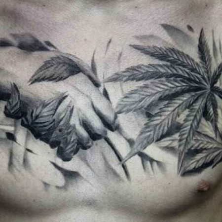 Tatouez du cannabis sur votre poitrine