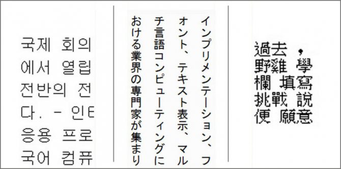 Korean, Japanese and Chinese characters
