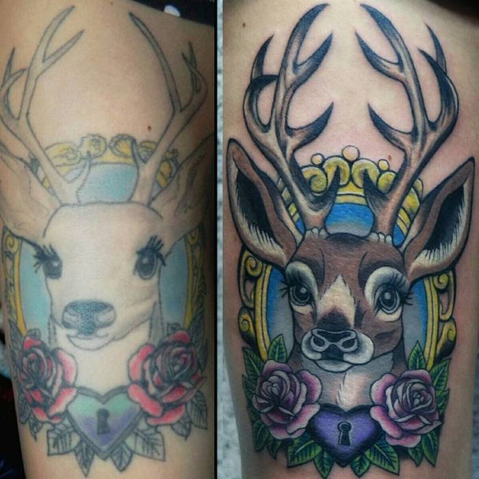 Корекция на татуировката след оздравяването на елена