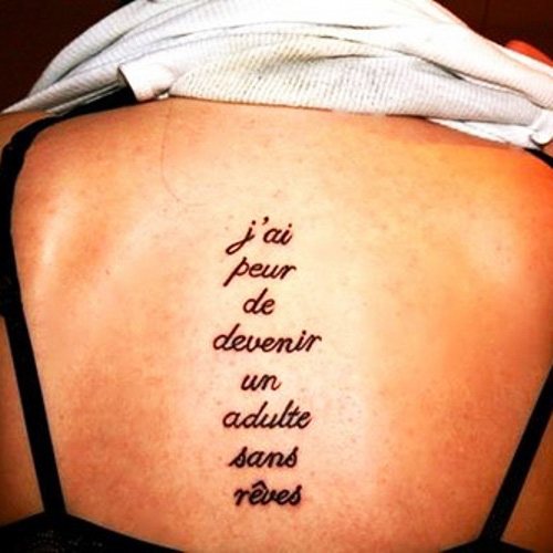 Belle phrase française pour les filles de tatouage, le petit ami